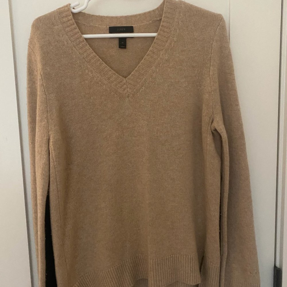 Camel Cashmere Sweater with Leather Elbow Pads